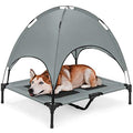 Best Choice Products 36in Elevated Cooling Dog Bed, Outdoor Raised Mesh Pet Cot w/Removable Canopy Shade Tent, Carrying Bag, Breathable Fabric - Gray - color: Gray, size: 36in