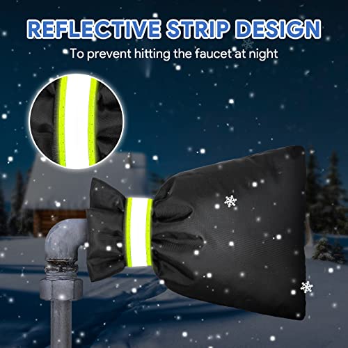DELUX Outdoor Faucet Covers for Winter 9.05" H X 6.89" W 2 Pack, Outside Garden Faucet Socks for Freeze Protection, Reusable Waterproof Insulated Spigot Cover (Thicker) - style: Black2