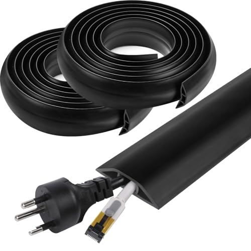 20 FT Floor Cord Cover, Cord Covers for Wires on Floor, Cord Protector, Floor Cable Cover, Hide Extension Cord Covers for Floor, Cable Cavity: 0.47" (W) x 0.29" (H), Black - size: Black-20ft