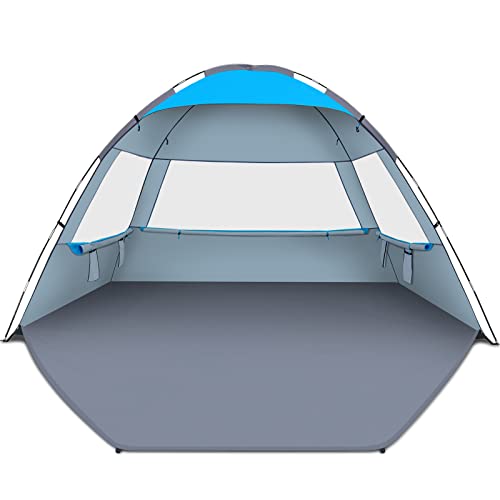 Gorich Beach Tent Sun Shelter for 3/4/6/8/10 Person with UPF 50＋ UV Protection, Lightweight & Easy Setup Beach Shade Canopy, Portable Beach Shade Tent Beach Cabana - color: Blue, size: 8 Person