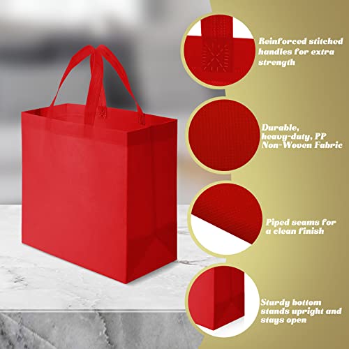 Reginary 100 PCS Reusable Totes Bags - Non Woven Grocery Handle Bags for Shop Events & Retail Store(Multicolor) - color: Multicolor