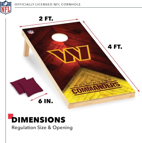 Wild Sports NFL Washington Commanders 2' x 4' Regulation Size Solid Wood Cornhole Set with Direct Print HD Team Graphics