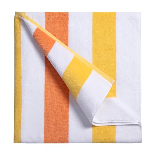 Bornbay Large Beach Towel Oversized - 40"X70" Big Cute Beach Towels, Extra Large Plush Thick Pool Towel, XL Wide Fluffy Yellow Swimming Towel Oversize for Adults Mens Women - color: Yellow Salmon
