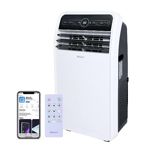 Shinco 12,000 BTU Portable Air Conditioner with WiFi, Portable AC Unit with Built-in Cool, 3-in-1 Cooling Fan & Dehumidifier for Rooms up to 450 Sq.Ft, Remote, 24H Timer, Installation Kits - color: SPF1-White-WIFI, size: 12000 BTU