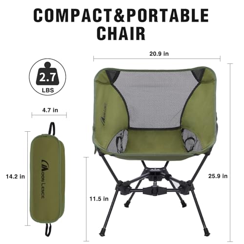 MOON LENCE Portable Camping Chair Backpacking Chair - The 4th Generation Ultralight Folding Chair - Compact, Lightweight Foldable Chairs for Hiking Mountaineering, Beach (Green-2Pack) - color: Green-2pack