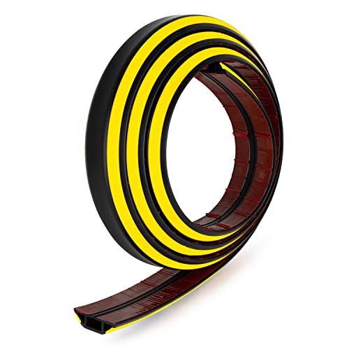 Rubber Bond Cord Cover Floor Cable Protector - Strong Self Adhesive Floor Cord Covers for Wires - Low Profile Extension Cord Covers for Floor & Wall - color: Black Stripped - One Thick Cord, size: 6 Feet