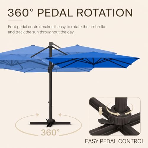Kingdura 10' X 10' Cantilever Patio Umbrella, Large Square Aluminum Outdoor Offset Umbrella with 360-degree Rotation, 4 Position Tilt, UV Protection for Pool Deck Garden Patio (Royal blue) - color: Royal blue, size: 10x10 FT (No Base)