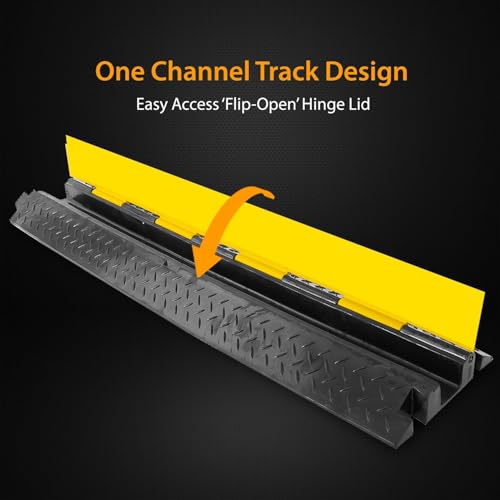 Pyle Durable 40” Cable Protector Ramp - Supports 33,000lbs, Three-Channel Heavy Duty Cord Cover with Interlocking System & Flip-Open Lid for Safe Concealment of Cords, Hoses & Wires Indoors/Outdoors - style: 2 Pack