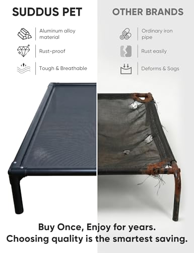 suddus Elevated Dog Bed Waterproof Outdoor, Portable Raised Dog Bed, Dog Bed Off the Floor, Chew-Proof Dog Bed Easy Clean Indoor or Outdoor Use，XX-Large, 56 * 37.5 * 9in, Grey - color: Grey, size: XXL (56"L x 37.5"W x 9"H)