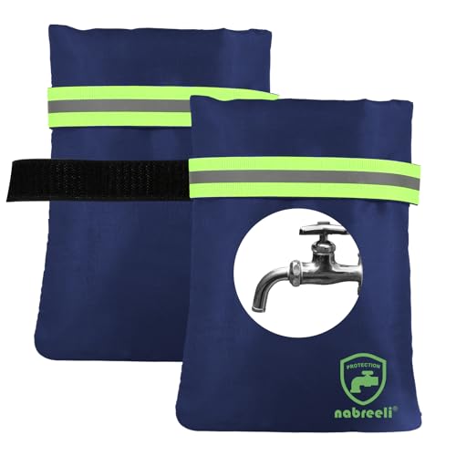 Outdoor Faucet Covers for winter Freeze Protection: 2 Pack Hose Bib Insulation Cover 8.5″x5.9″x1.9″ Waterproof Outside Spigot Cover Bags Insulated Covers with Reflective Strips(blue) - color: blue-2pc