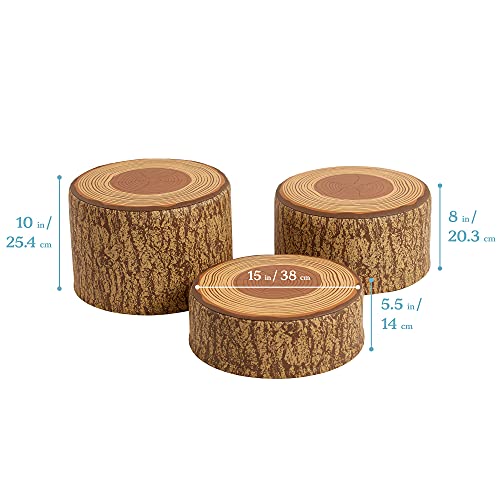 ECR4Kids SoftZone Tree Stump Stool Seating Set, Classroom Furniture, Chocolate, 3-Piece