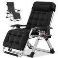 NAIZEA Padded Zero Gravity Chair, Folding Outdoor Lounge Chairs, Adjustable Reclining Camping Chairs with Cup Holder, Ergonomic Patio Lawn Chair for Balcony Beach Deck Yard - color: Black, style: Zero Gravity Chair