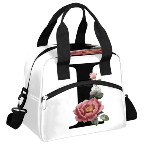 Letter I Insulated Lunch Bag for Women Men Reusable Waterproof Lunch Box Cooler Tote Bag One shoulder portable meal bag Portable Adult Lunchbox for Work Picnic Hiking Beach - color: Letter I