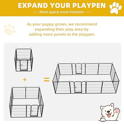 Heavy-Duty Iron Dog Playpen Outdoor Indoor,24 inch 4 Panels Dog Fences for RV Camping/Yard/Garden,Portable Dog Play Pen for Dogs,Puppies, Small Animals,Black Silver（Refill Pack） - color: Dark Sliver, size: 24''H