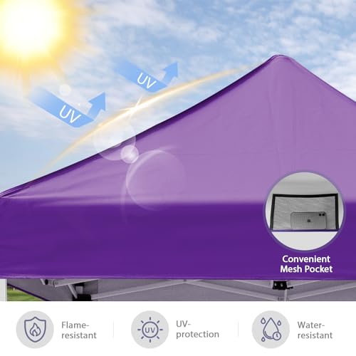5x5 Pop Up Canopy Tent, Instant Portable Beach Canopy, Outdoor Tent with Carry Bag for Camping, Sports, Tailgating, Events, Purple - color: Purple, size: W/O Wall