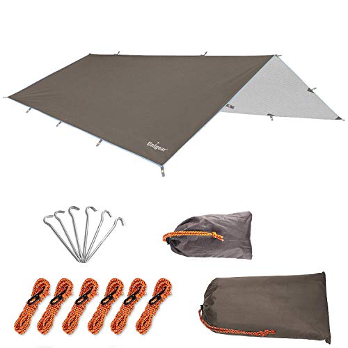 Unigear Hammock Rain Fly, 16.5/14.4/13.1/9.8ft Camping Tarp, UV Protection & Waterproof & Lightweight for Camping, Backpacking and Outdoor Adventure (Brown, 9.8 * 13.1ft) - color: Brown, size: 9.8*13.1ft