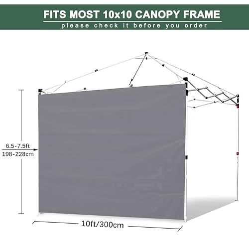 Dark Grey SideWall for 10x10 Canopy Frame, 3 Pack SunWall and 1Pack Door Only, (with Zippers) - color: Dark Grey, size: 4 Sidewalls