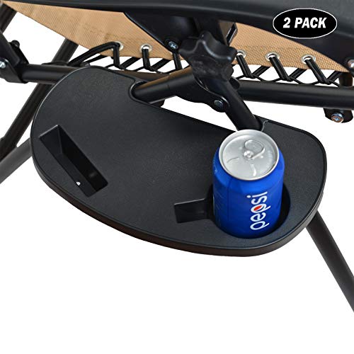 C-CHAIN Universal Zero Gravity Chair Tray, Cup Holder Tray for Fold Lounge Chair, Cup Holder with Water Cup Slot and Cellphone Slot (Small, 2 pcs) - color: Small, size: 2 pcs