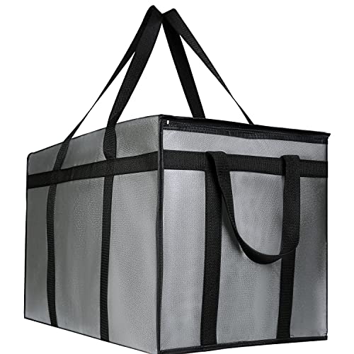 musbus 4 PACK XXXL Insulated Food Delivery Bag Cooler Bags Keep Food Warm Catering Therma for doordash Catering Cooler Bags Therma 22w x 14 lx 13d Shopper hot Grey - color: Grey, size: XXX-Large（24W x 15H x 14D）