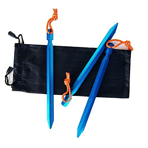 12 Pack Tent Stakes, 7075 Ground Metal Camping Aluminum Tent Pegs, Lightweight Tent Stakes Heavy Duty Spikes Camping Accessories - color: Blue