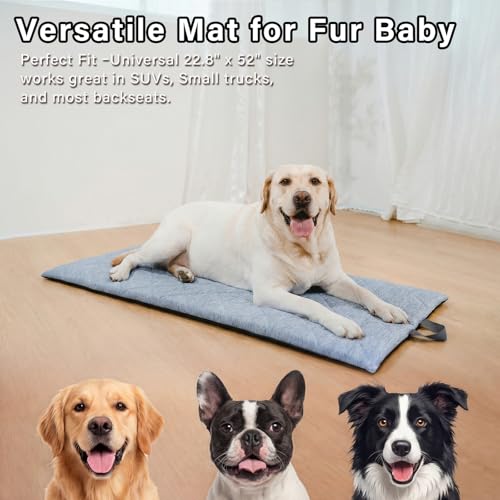 JoyBlooms Dog Bed for Car Back Seat, Dog Cooling Mat with 1.1in/2.8cm Thick Foam, Cooling Anti-Slip Washable Back Seat Pet Bed, 51.6in x 22.6in Fit on Backseat Extenders of SUVs and Small Trucks,Gray - color: Gray