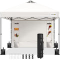 VIVOHOME 10x10ft Pop Up Canopy Tent with Sidewall and 6 Pockets, One Push Setup Outdoor Portable Shelter Tent Heavy Duty with Wheel Carry Bag and 4 Sandbags, White - color: White