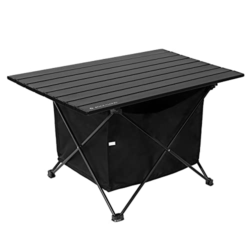 ROCK CLOUD Portable Camping Table Ultralight Aluminum Camp Table with Storage Bag Folding Beach Table for Camping Hiking Backpacking Outdoor Picnic, Size L - color: Black, With Storage Bag, size: Large