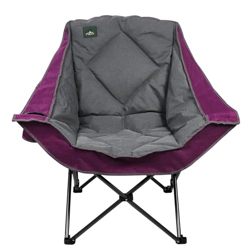 Northroad Oversized Foldable Camping Chair, Outdoor Padded Lawn Chair w/Cup Holder,Carry Bag for Beach, Hiking, and Picnics,Heavy-Duty 300-lbs Capacity, Purple - color: Purple
