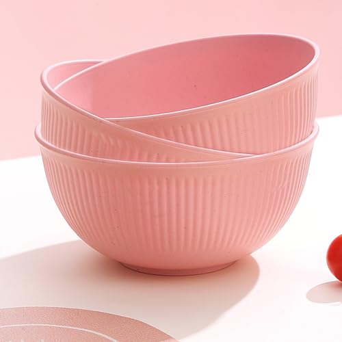 Unbreakable Cereal Bowls Set of 4, Lightweight Reusable Bowls, Dishwasher Safe Pink Bowls for Rice, Noodles, Soup, Salad & Fruit - color: Pink