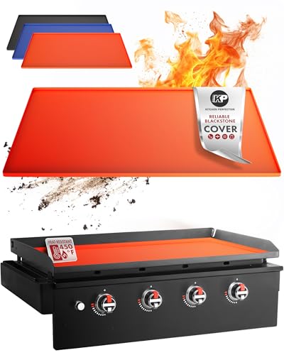 KITCHEN PERFECTION 36" Premium Silicone Griddle Cover Mat for Blackstone Griddle 36 Inch - Hermetic Protection from Rust & Debris All Year, Fits All Blackstone 36 Inch Models - Food Grade Silicone - color: Orange 36 inch