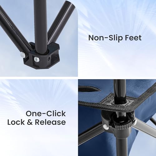 Portable Outdoor Folding Camping Table with 4 Cup Holders & Cooler Compartment, Waterproof Picnic Table for Picnic, BBQ, Beach, Hiking (Dark Blue, 1 PCS) - color: Dark Blue