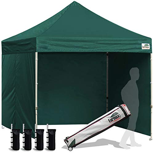 Eurmax USA 8x8 Pop Up Canopy Tent,Commercial Tent with Patented No-Tip Rolling Bag,4 Zippered Removable Walls,UV & Water Resistant Canopy Top,Heavy Duty Outdoor Gazebo,Instant Shelter(Forest Green) - color: forest green, size: 8x8
