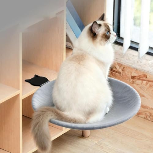 Adjustable Cat Desk Bed,Cats Hammock with Steel Clamp,Removable Faux Rabbit Plush Cover,Modern Indoor Cat Nest Furniture,Washable Hanging Cats Bed for Office Desks and Game Tables (Gray1) - color: Gray1