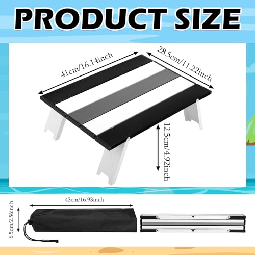 CroBlissful Beach Table Folding Camping Portable Table Striped White Aluminum Side with Carry Bag for Camping Picnics and Outdoor Activities (16x11x5 in,Gray) - color: Grey, size: 16x11x5 in