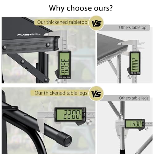 Anbte 3ft Low Folding Picnic Table, 10.3" Height Thicker Aluminum Small Camping Table with Storage Bag, Portable Handle, Lightweight, for Camping Beach Party Picnic Floor, 34.2" x 15.7", Black - color: Black, size: 34.2" x 15.7" x 10.3"