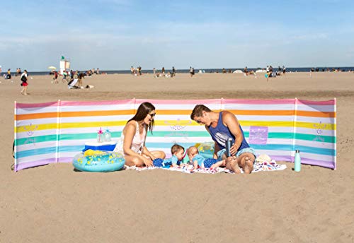 Premium 20 ft Beach Windscreen, Privacy Screen, Wind Blocker - Pastel Perfect, Free Rubber Mallet and Carry Bag Included - color: Pastel Perfect