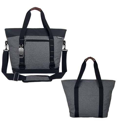 Insulated Cooler Bag, Large Insulated Bag, Reusable Shopping Bags, Leakproof Soft Cooler with BagsBottle Opener, Suitable for Supermarket Shopping, Travel,Beach,Family Picnic,Camping - color: grey
