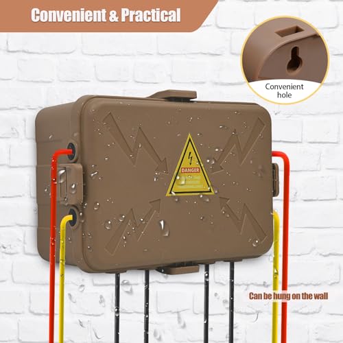 Hrensaw Large Outdoor Electrical Box(12.5x8.5x5inch),IP54 Waterproof Outdoor Outlet Covers,Weatherproof Extension Cord Covers Protect Outlet,Plug,Timer,Power Strip,Holiday Light,Brown - color: Brown, size: Large