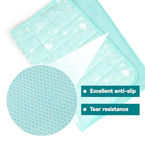 SUPRIY Pet Cooling Mat for Dogs & Cats - Qmax 0.4 Waterproof Cooling Pad, Summer Heat Relief Mat with Japanese Polyester Tech, 3 Sizes Indoor/Outdoor Use (19.5 * 27.5, Blue Ocean) - size: 19.5*27.5