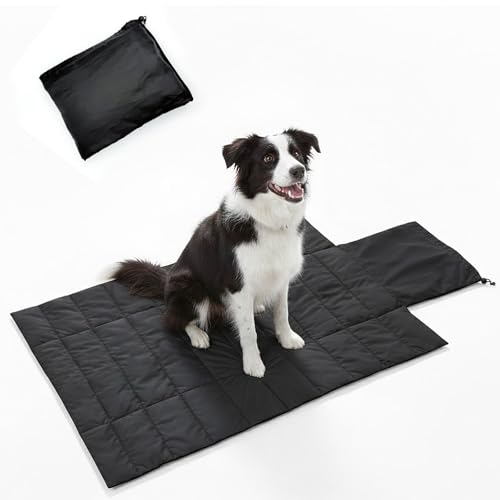 Portable Dog Crate Pad, Water-Resistant Foldable Pet Sleeping Mat, Cool Touch Summer Dog Bed for Outdoor Travel Camping & Indoor Use, Washable Black Kennel Pad (39"x28")(Black - color: Black