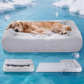 Rywell 3-in-1 Cooling Dog Beds Large Sized Dog, Dog Cooling Mat with Arc-Chill Tech (Q-Max>0.5), Dog Crate Pad for Summer, Non-Slip & Fully Machine Washable, Gift for Dog Lovers, 43" x 31", Grey - size: X-Large