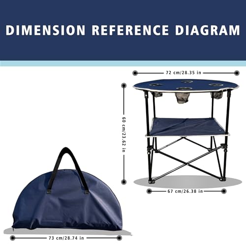 Camping Table & Beach Table, – Portable 2-Tier Foldable Table with 4 Cup Holders & Carry Bag, Lightweight Waterproof Oxford Fabric for Outdoor Adventures, Picnic, Tailgating, and Fishing - color: Blue