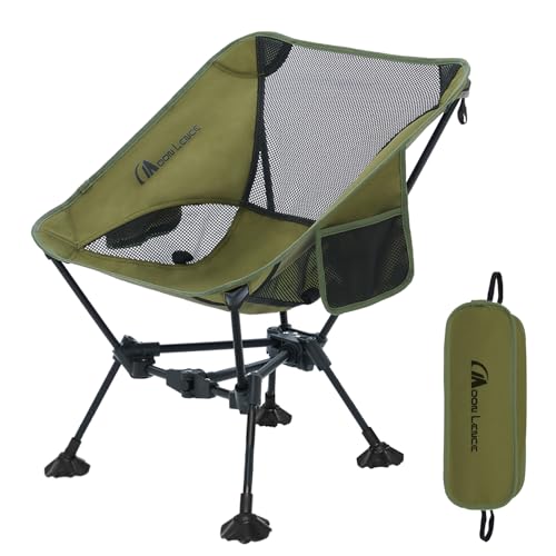 MOON LENCE Portable Camping Chair，Lightweight Backpacking Hiking Chairs,Compact,Foldable,with Anti-Sinking Large Feet for Beach,330 lbs Capacity (Green, Standard) - color: Green-with Feet