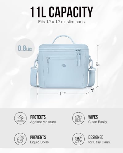 GLORIEROO Insulated Lunch Box Bag Women - Waterproof Leakproof Lightweight Reusable Cooler for Work Picnic - color: Blue, size: Standard 11l