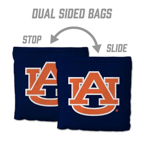YouTheFan Officially-Licensed NCAA Set of 8 Cornhole Bags - All Weather Dual Sided Slide & Stop - Regulation Size with Carry case - color: Auburn Tigers