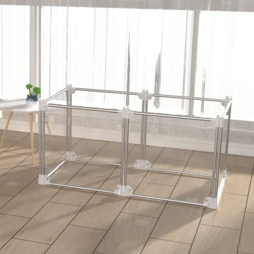 Front Row Foldable Dog Playpen – Durable and Portable Puppy Playpen for Exercise, Rest & Play – Clear Fence Panels with Aluminum Rods and Crate for Dogs and Other Small Pets (Silver, 6-Panel) - color: Silver