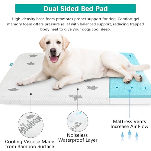 Biloban Waterproof Dog Beds for (Large) Dogs, Washable Mat Pad, Memory Foam Dog Beds & Furniture for Small/Medium Large/XL/XXL Pet with Removable Cover (Light Grey) - color: Light Grey