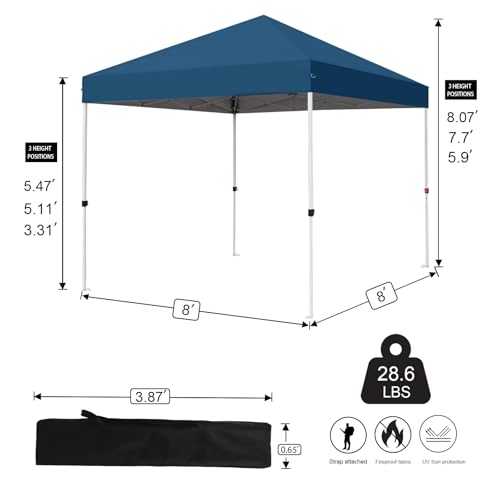 Northroad 8X8 FT Pop Up Canopy, Outdoor Instant Canopy Tent w/Carrying Bag, Portable Gazebo Shelter for Wedding Party,Commercial Event,Patio,Garden,Beach（Lake Blue） - color: Lake Blue, size: 8x8