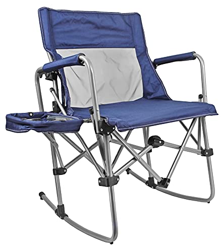 Zenithen Portable Outdoor Rocking Director's Folding Chair with Side Table Perfect for Sporting Events, Outdoor Activities, Camping, Patio Furniture, and Relaxing, Navy - color: Navy