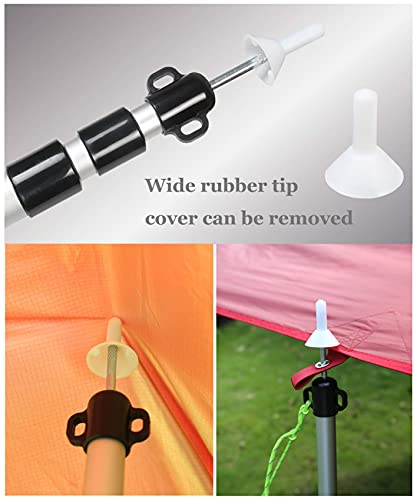 HIKEMAN Tent Poles Camping Poles for Tarp Awning Canopy Porch Sun Sails Tarpaulin Headroom Aluminium Adjustable Telescoping - color: (4 pieces) black